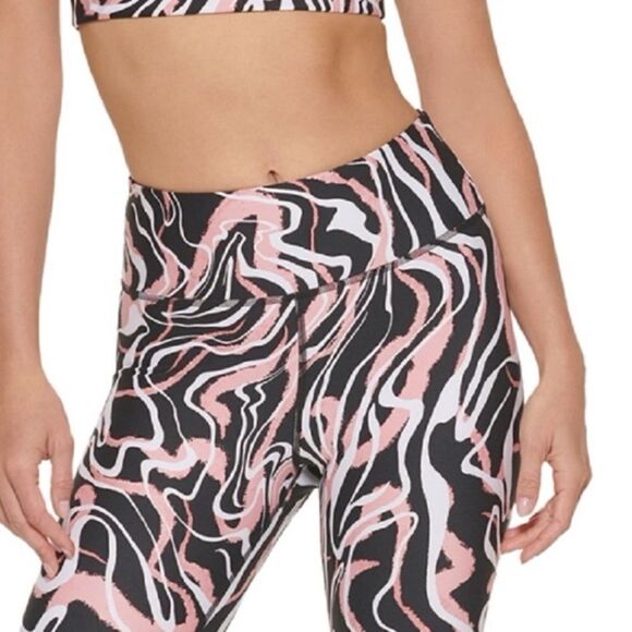 DKNY Women's Marble Print 7/8 Leggings pants Red Size Small - Picture 4 of 10